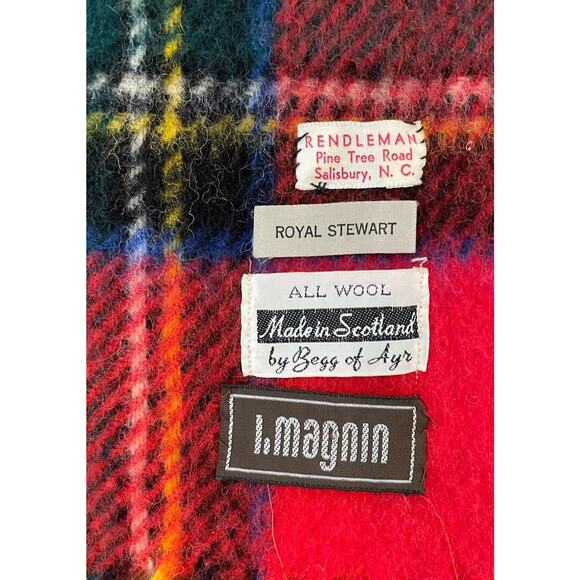 Vtg Royal Stewart Plaid Tartan Wool Scarf Begg of Ayr I. Magnin MADE IN SCOTLAND - Picture 3 of 3